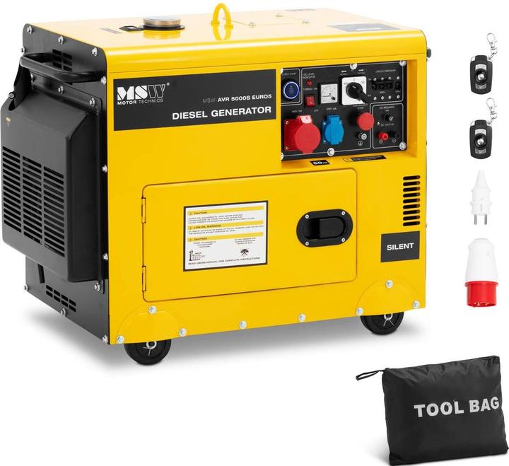 Produktbild MSW Notstromaggregat Diesel Stromerzeuger 4250/5000 W 16 L 240/400 V AVR Euro 5 (5000 W, 16 l)