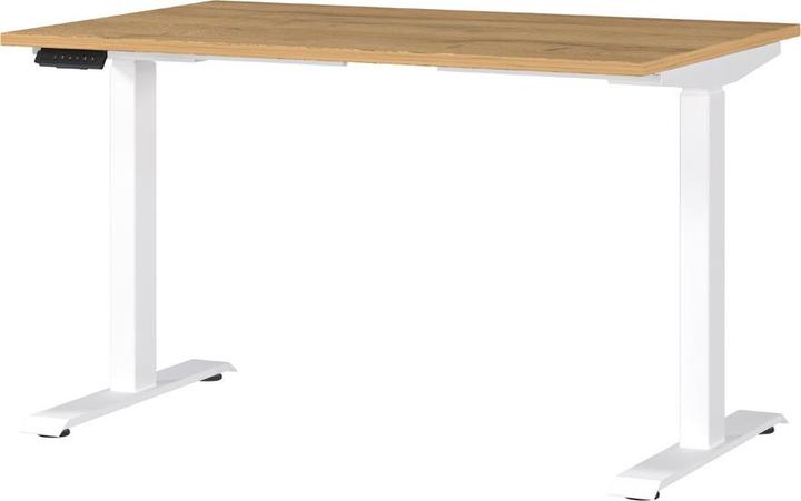 Produktbild Germania JET höhenverstellbarer Schreibtisch grandson-eiche rechteckig, T-Fuss-Gestell weiss 120,0 x 8 (120 x 72 cm)