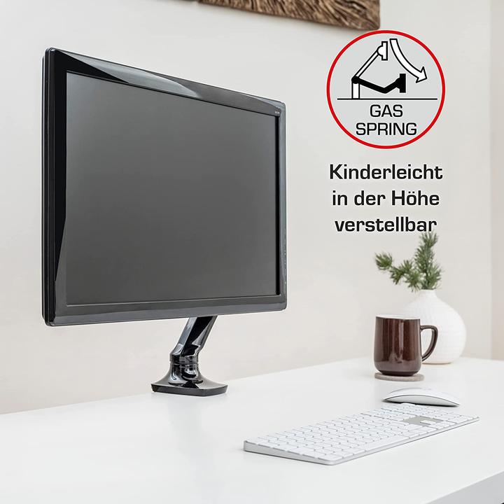 Produktbild Vantage Monitorarm single Gas 75x100 -9kg 27" schwarz (Tisch, 27")