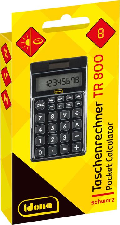 Produktbild Idena Taschenrechner TR800 schwarz, 8-stellig (Batterien, Solarzellen)