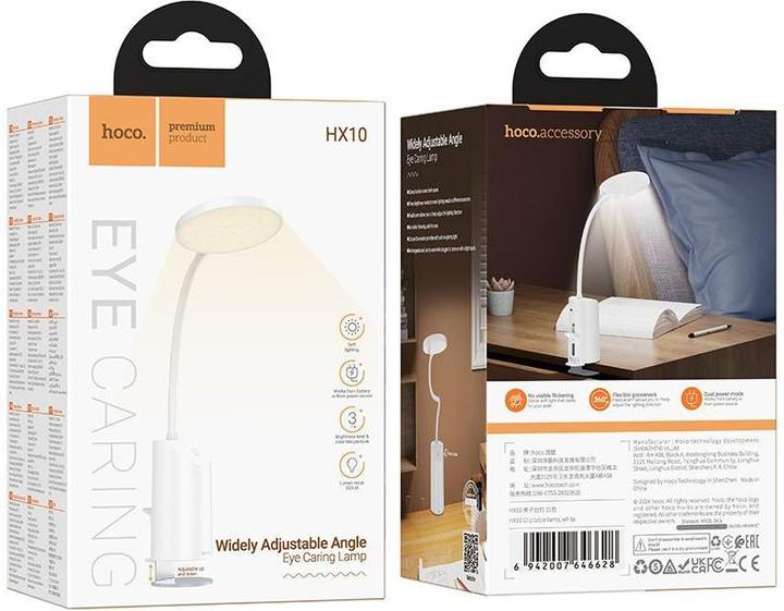 Produktbild Hoco Desc lamp HX10 Clip table lamp White (200 lm)