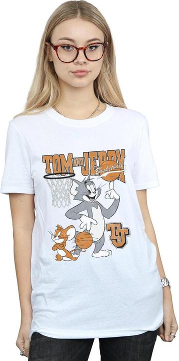 Actual product image Tom & Jerry Womens/Ladies Spinning Basketball Cotton Boyfriend T-Shirt (M)