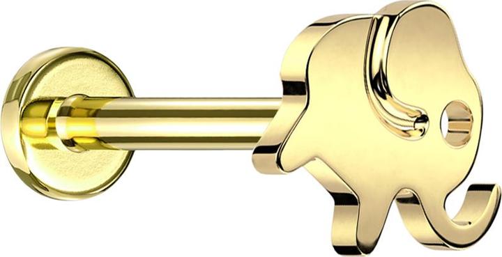 Star Piercing Micro Labret Innengewinde vergoldet Elefant vergoldet (Titan G23, ohne Messing)