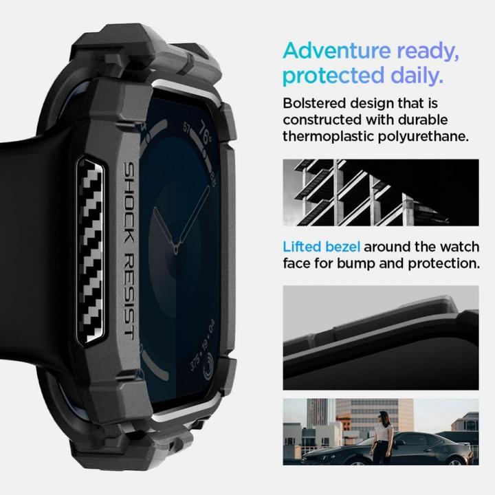 Actual product image Spigen Rugged Armor Apple Watch 10 42mm czarny/black ACS08585