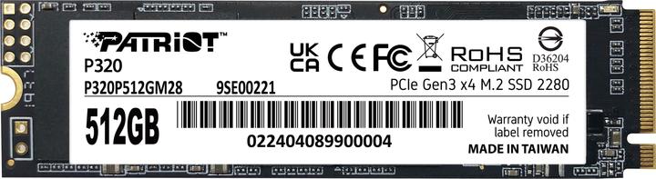 Nährwerte und Zutaten Patriot SSD Viper P320 M.2 PCI-Ex4 NVMe 512GB 3GB/s (512 GB, M.2 2280)