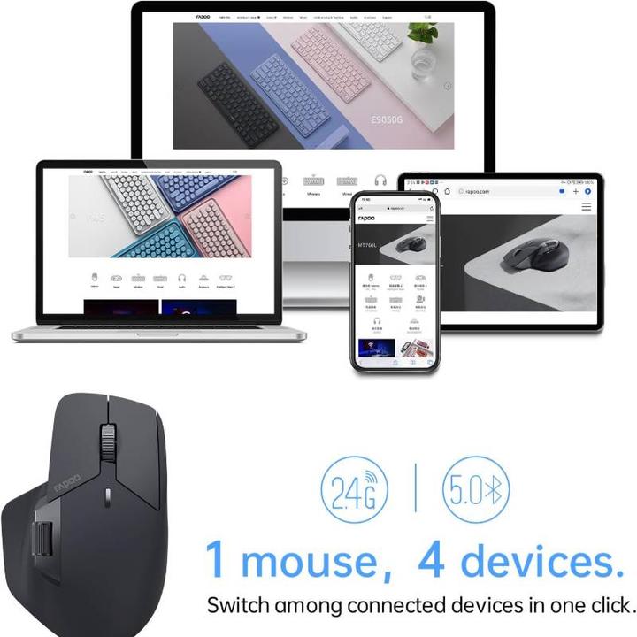 Actual product image Rapoo - MT760 - Bluetooth Maus - Kabellose Maus, Schwarz