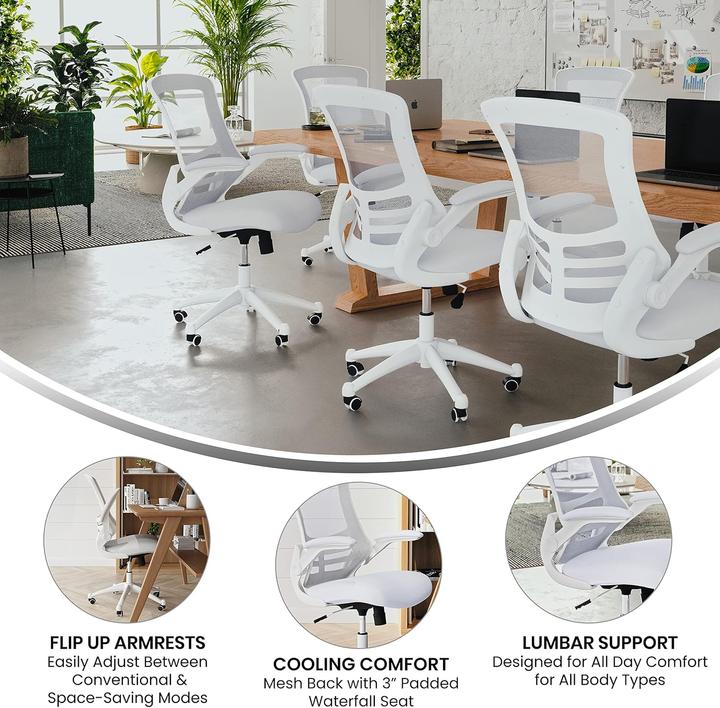 Produktbild Flash Furniture Bürostuhl, Weisser Netzstoff, Weisser Rahmen Mittelhoher Rücken