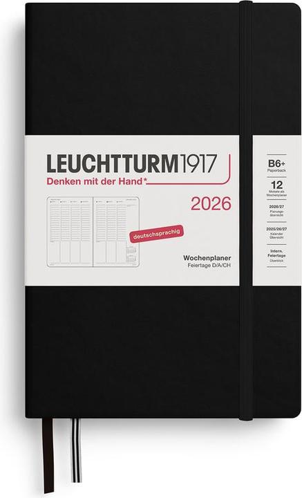 Immagine prodotto WochenplanerPaperbackB6+schwarz2026 (13 x 19 cm, Tedesco)