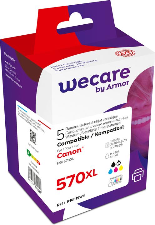 Image du produit Wecare Multipack rebuilt XL BKCMY PG570/571 pour Canon PIXMA MG5750 22/11ml (M, C, Y, CF)