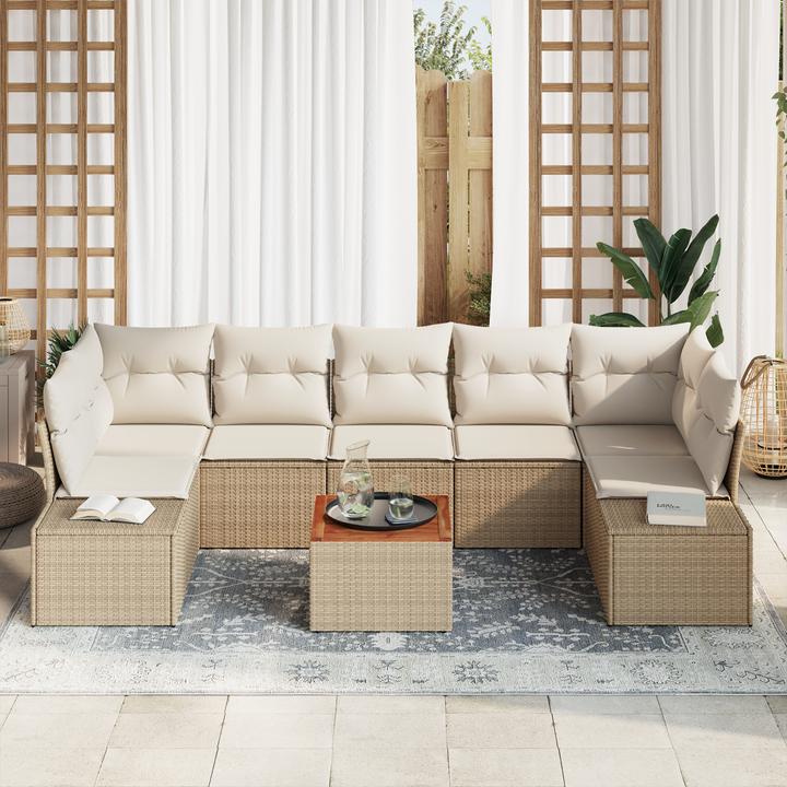 Image du produit VidaXL Ensemble de 8 canapés de jardin avec coussins Beige Poly Rattan