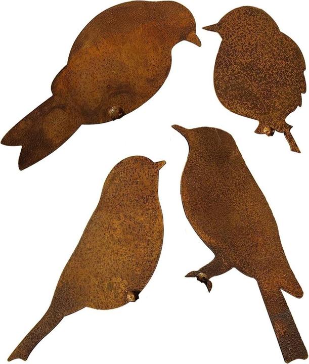 Produktbild Werkstein Metall Rost Vögel Baum Dekoration Garten Accessoire 4er Set