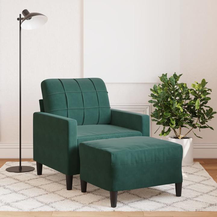 Produktbild VidaXL Sessel Sofa Loungesessel Fernsehsessel Clubsessel Hocker Dunkelgrün Samt