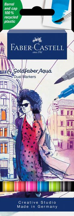 Produktbild Faber-Castell GOFA AQUA DUAL MARKER - Farbstoffmarker (Mehrfarbig, 0.40 mm, 6 x)