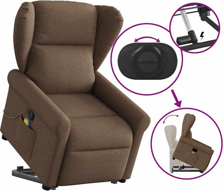Immagine prodotto VidaXL Poltrona massaggiante con ausilio stand-up in tessuto marrone