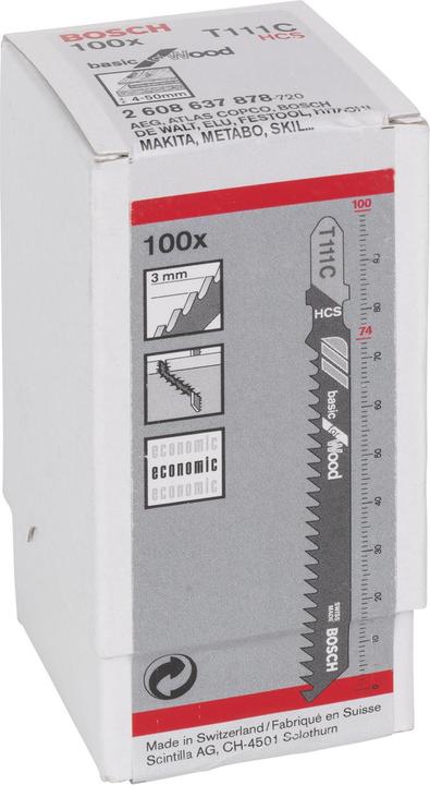 Produktbild Bosch Professional Zubehör Stichsägeblatt T 111 C Basic for Wood, 100er-Pack