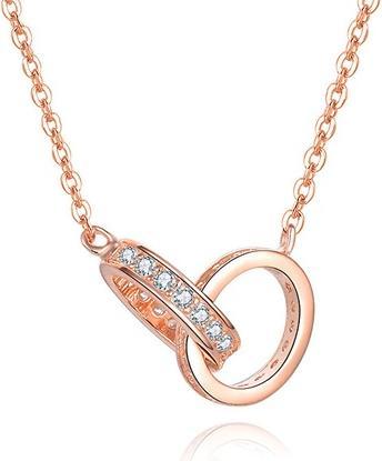 Beneto Gold-plated necklace with connected rings AGS1229 / 47-ROSE (L)