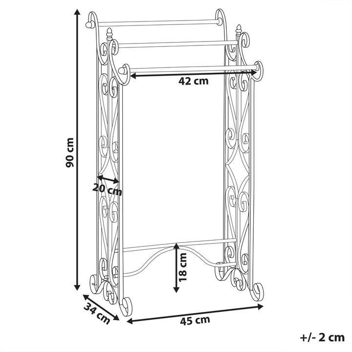 Produktbild Beliani Handtuchständer Antik Optik weiss 49 x 91 cm freistehend 3 Arme CHILLAN