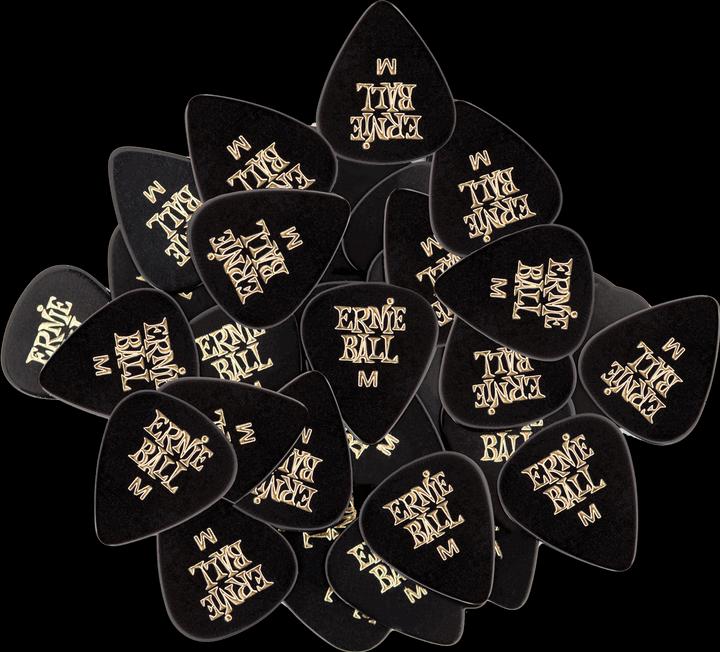 Actual product image Ernie Ball Picks, Celluloid, Medium, Black, 144 pieces (144 x)