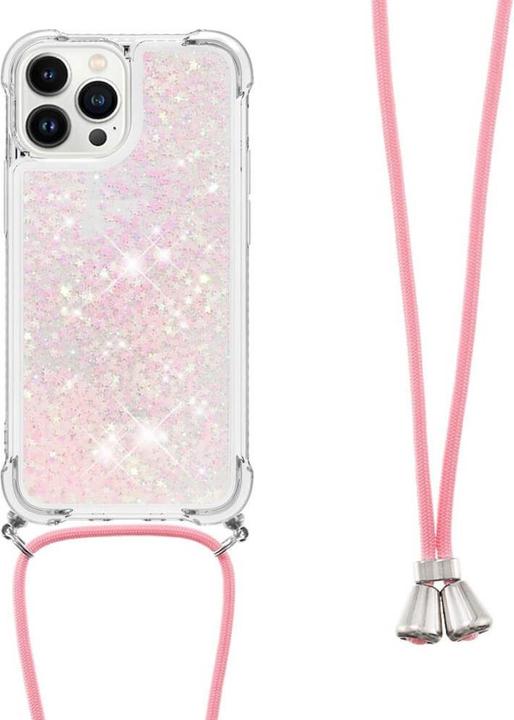 Produktbild Cover-Discount iPhone 15 Pro - Glitzer Hülle mit Umhängeband rosa (Apple iPhone 15 Pro)