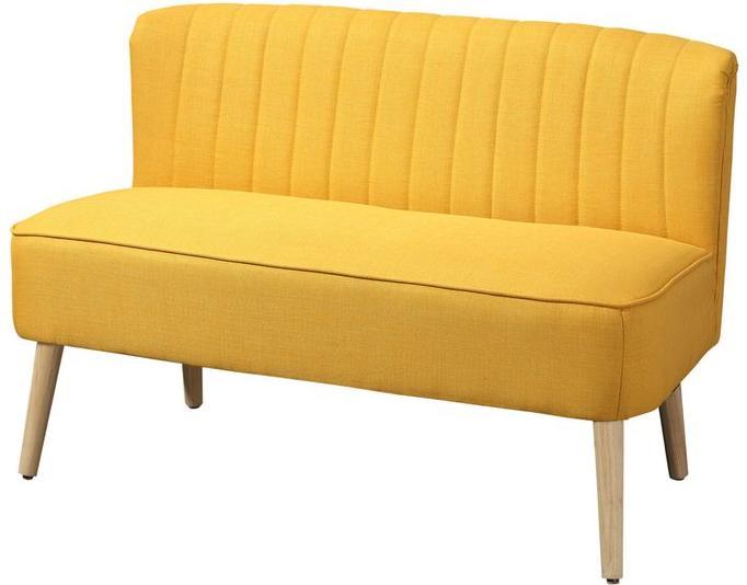 Produktbild Swisshandel24 2-Sitzer Stoffsofa Polstersofa Sitzmöbel Loungesofa Holz Schaumstoff Gelb 117 x 56,5 x 77 cm (2-Sitzer)