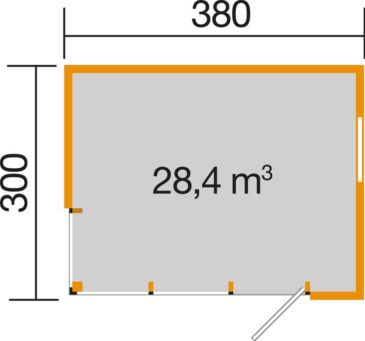 Actual product image Weka Holzbau Garden shed weka design house Cubilis 412 size 1 with self-adhesive roof foil and floor 380 x 300 cm