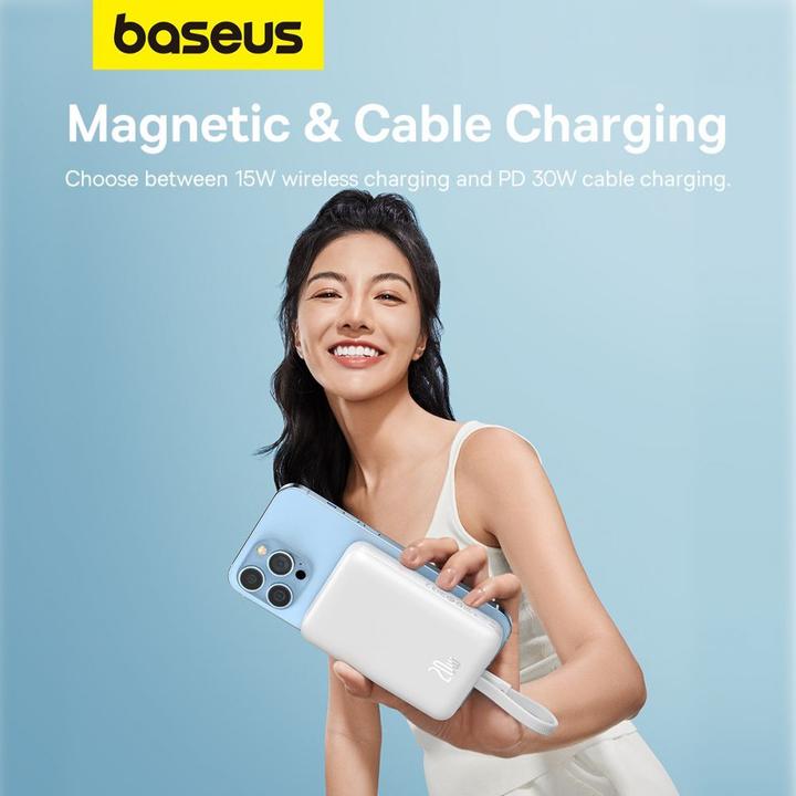 Productafbeelding Baseus Powerbank Magnetic Mini 10000mAh 20W MagSafe (wit) (10000 mAh, 20 W, 20 Wh)
