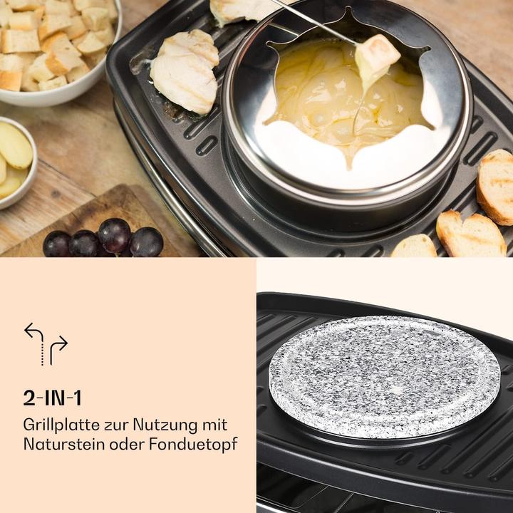 Produktbild Klarstein Entrecôte 2-in-1 Raclette Fondue Kombi Schwarz, mit Pfännchenuntersetzer