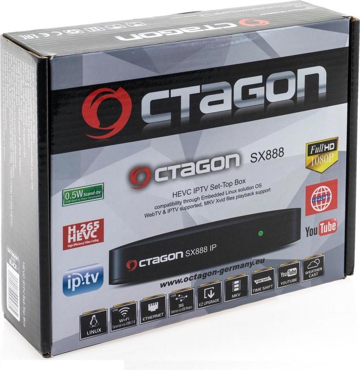 Produktbild Octagon SX888 IP H265 Mini IPTV Box Receiver mit Stalker, m3u Playlist, VOD, Xtream, WebTV (USB, HDMI, LAN)