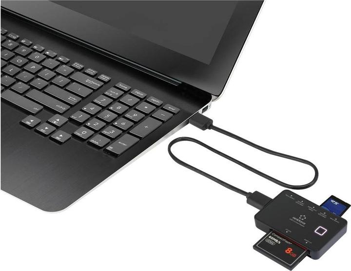 Actual product image Renkforce External Memory Card Reader Micro USB 3.2 Gen 1 (USB 3.0) Black (USB-C 3.2 Gen 1)