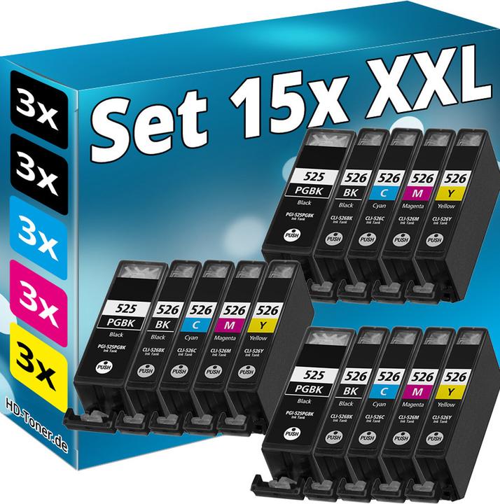 Image du produit Druckfuxx 15x DRUCKER PATRONE CHIP für CANON PIXMA IP4800 MG5100 MG5200 MG6100 M