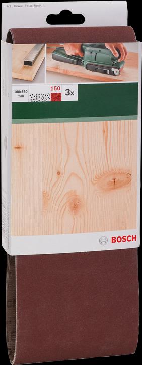 Image du produit Bosch Zubehör Set de 3 bandes abrasives pour ponceuses à bande, qualité rouge K = 150 (150)