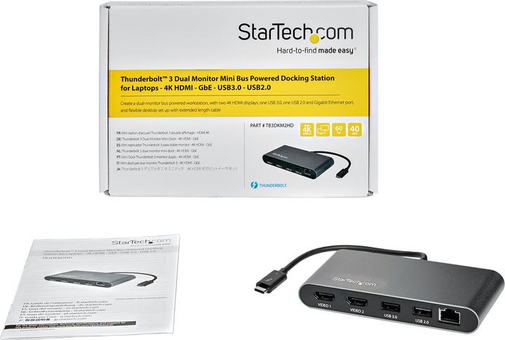 Image du produit StarTech TB3DKM2HD (USB-C, 1 Ports)