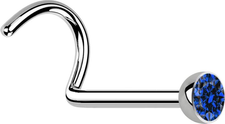 Star Piercing Nasenstecker gebogen silber mit Kristall dunkelblau (Chirurgenstahl 316L, ohne Messing)
