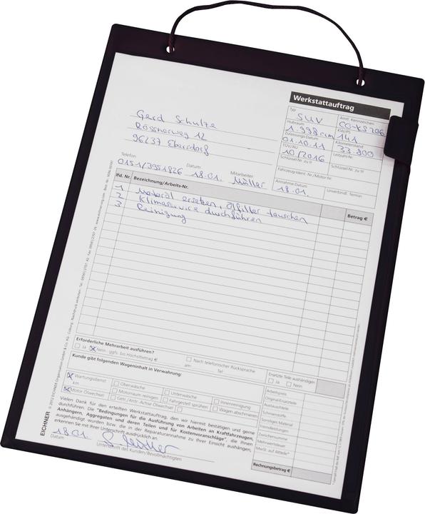 Produktbild Eichner Auftragstasche mit Klettverschluss, Kordel u.Tasche DIN A4 schwarz (A4)