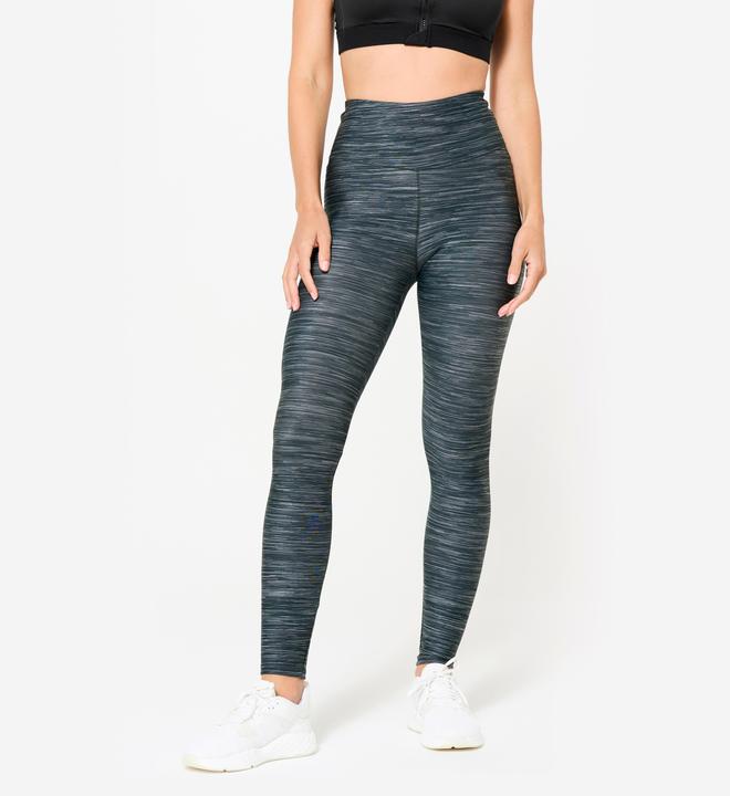 Image du produit Domyos Legging de fitness taille haute femme, imprimé gris chiné