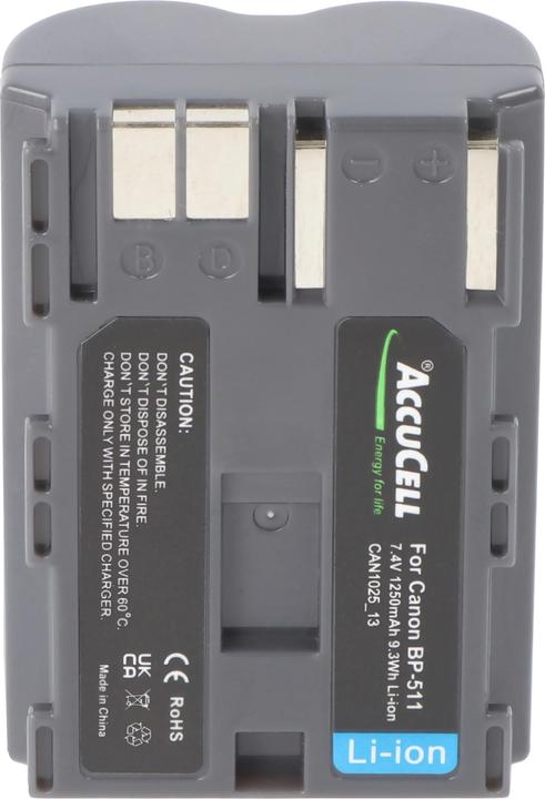 Produktbild AccuCell Set Ladegerät und Akku Canon BP-511, BP-508 (Kamera Akku Ladegerät)