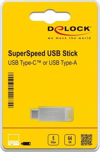 Actual product image Delock USB flash drive (64 GB, USB-A, USB-C)