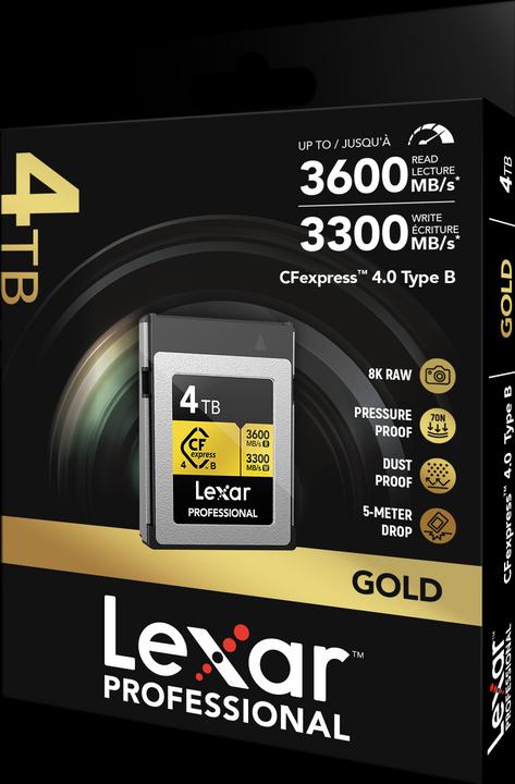 Actual product image Lexar 3600MB/s CFexpress 4.0 B 4TB Gold (4000 GB, CFexpress type B)
