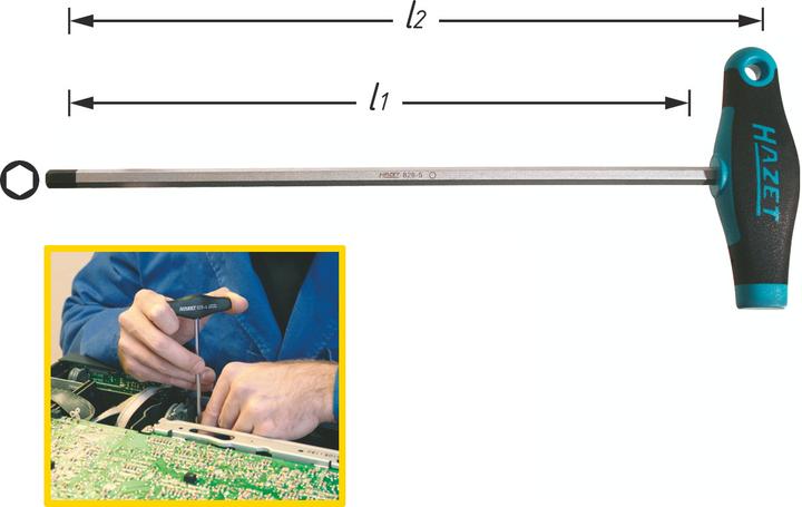 Produktbild HAZET Schraubendreher ∙ mit T-Griff 828-4 ∙ Innen Sechskant Profil ∙ 4 mm (Innensechskant)