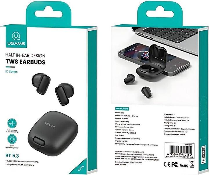 Produktbild Usams Słuchawki Bluetooth 5.3 TWS ID Series bezprzewodowe niebieski/blue BHUID03 (ID25) (5 h, Kabellos)