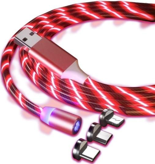 Immagine prodotto PhoneLook Cavo di ricarica USB 3 in 1 con luce LED e attacchi di ricarica magnetici (1 m, USB 3.0)