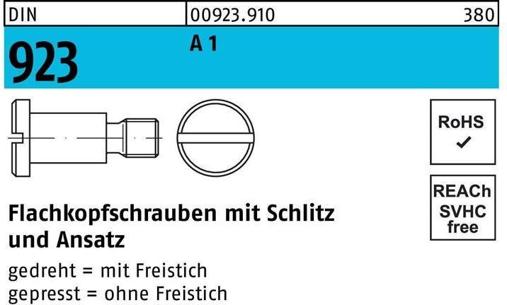 Produktbild Flachkopfschraube DIN 923 m.Schlitz/Ansatz M 4 x12 x 6,0 A 1 (100 Schrauben pro Stück)