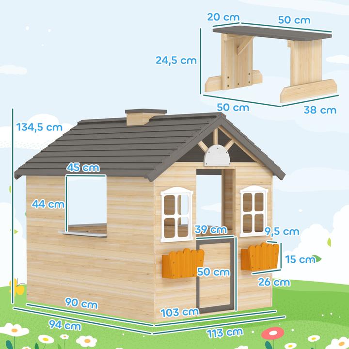 Produktbild Outsunny Kinderspielhaus mit Blumentopfhalter
