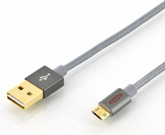 ednet USB data/charging cable USB A - micro B coloured St/St 10 m High Speed reversible plug (1 m, USB 2.0)
