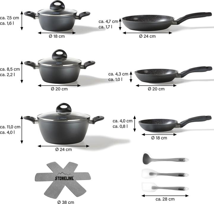 Immagine prodotto Stoneline Set di pentole (Set di pentole e padelle da cucina, Alluminio)