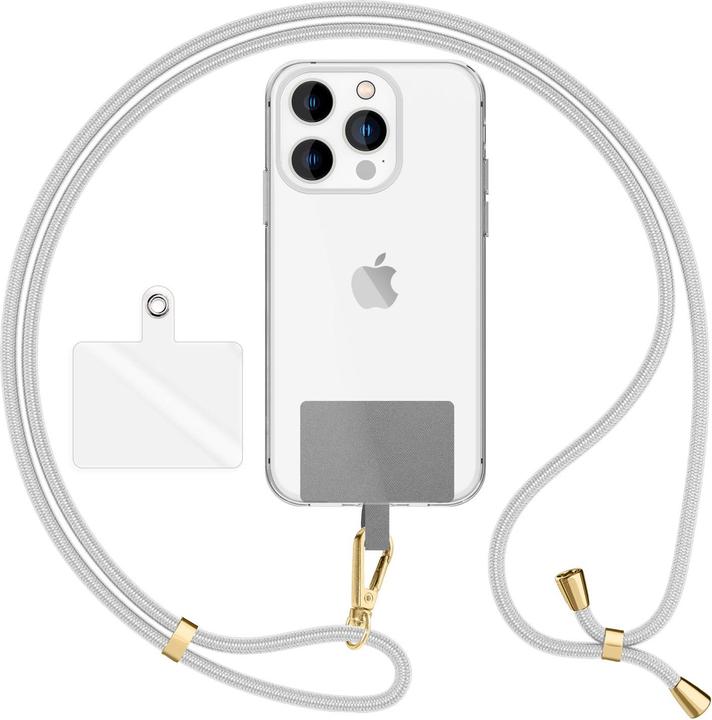 Produktbild Nalia Handyband + Pad für Hülle zum Umhängen, Karabinerhaken Anhänger aus Metall (gold)