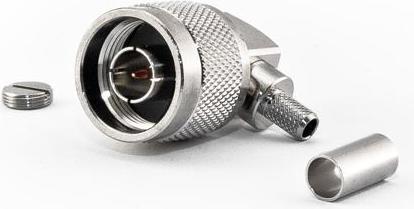 Actual product image Varia Type N Male Right Angle Connector for HDF200 Cable, Crimp Version