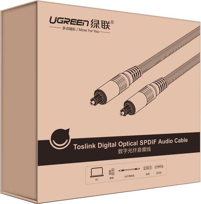 Produktbild Ugreen AV108 Toslink Audio optical cable, braided aluminum, 1m (grey) (1 m, TOSLINK)