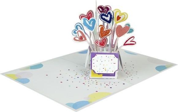 Produktbild MU Classic 3D Pop-Up Geburtstags Glückwunschkarte - Ballonherzen (1 Stk.)