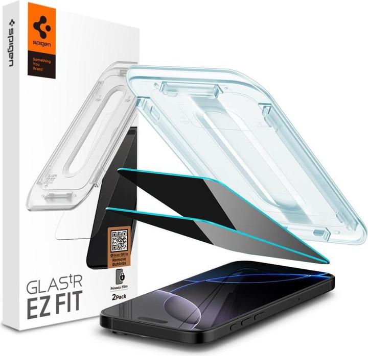 Spigen Glas.Tr "Ez Fit" 2-Pack per iPhone 16 Pro Max 6,3" privacy (2 Pezzo/i, Apple iPhone 16 Pro Max)
